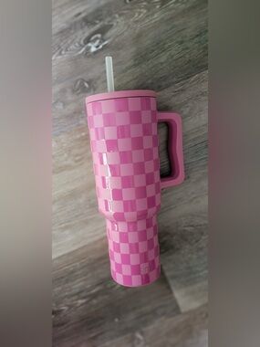 Simple Modern Pink Checkered 40 oz Tumbler (large 40 oz only)